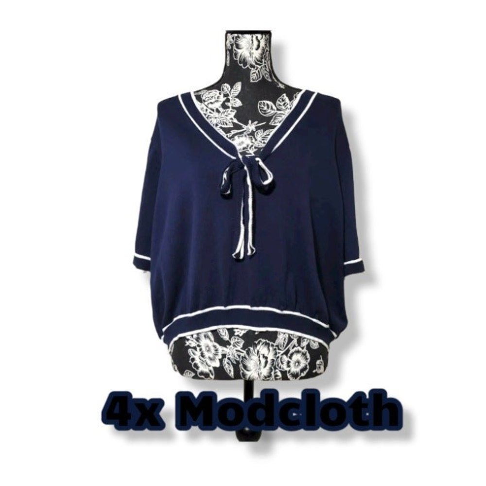Modcloth Navy White Sweater Plus size 4x